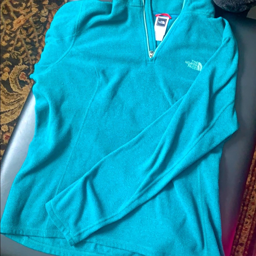 Teal north face half zip pullover